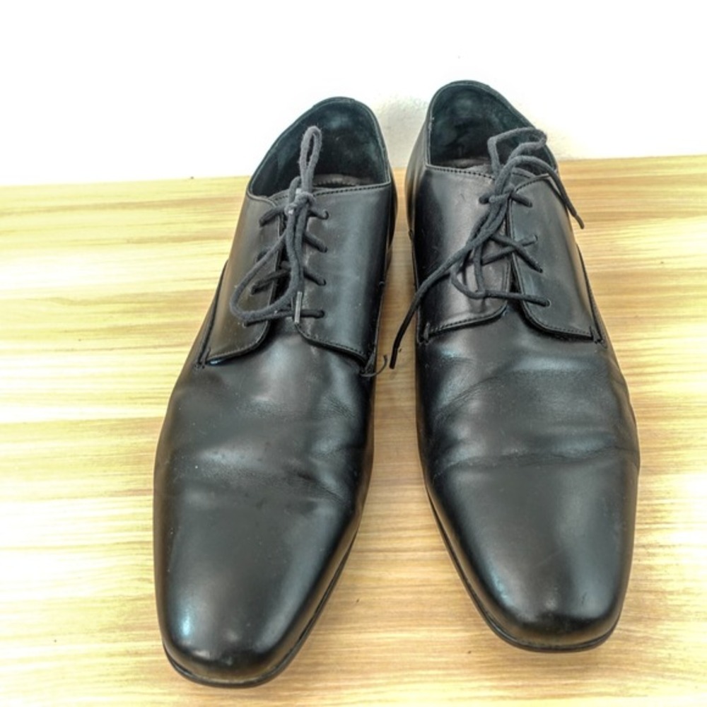 Polished Oxford Derby Shoes Men 12 Black Leather Suit Tuxedo GORDON RUSH Manning